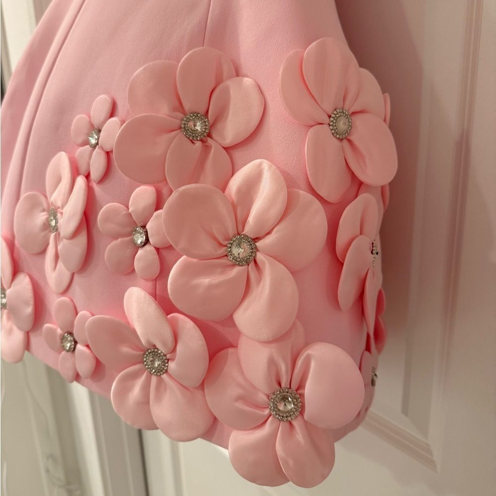 NWOT BRONX AND BANCO Estelle Blush Mini Dress ,Elegant Pink Floral - Picture 9 of 15